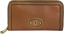 Fossil Wmns Leather Wallet Vri Zip Clutch Camel_1